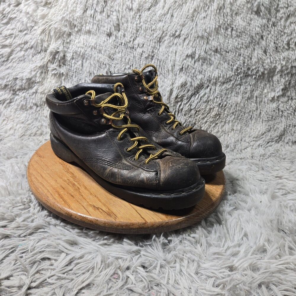 Vintage Dr. Martens 8287 Chunky Boot Grizzly Leather Combat Boot Lace Up Size 12